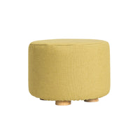 Thumbnail for Fabric Ottoman Round Wooden Leg Foot Stool - MUSTARD YELLOW