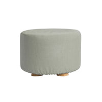 Thumbnail for Fabric Ottoman Round Wooden Leg Foot Stool - GREY