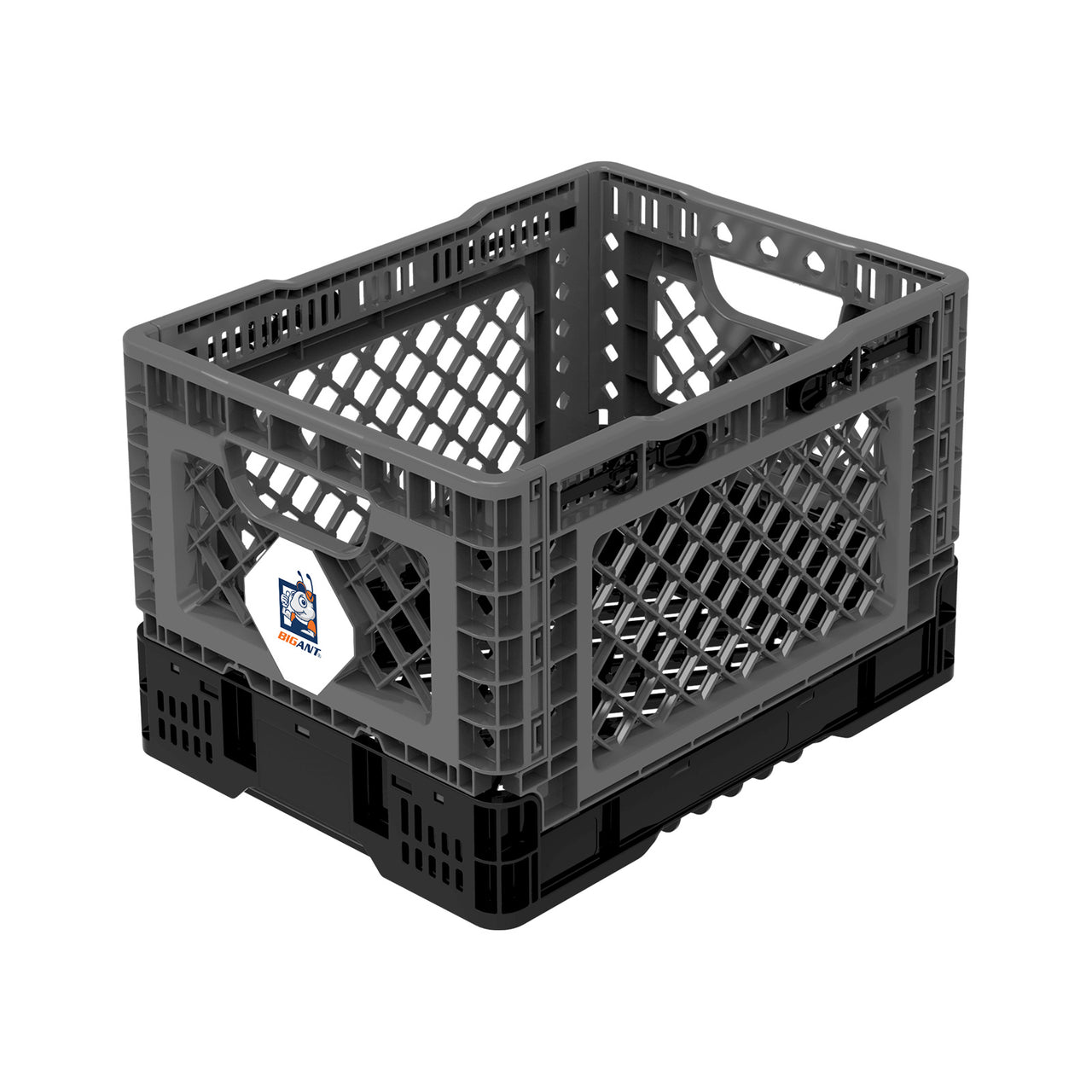25L Smart Foldable Stackable Crate Tool Collapsible Storage Box - Char ...