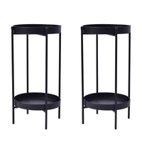 Thumbnail for La Bella 2 Set 50cm Black Plant Stand Planter Shelf Rack 2 Tier Steel