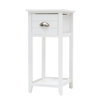 Thumbnail for Bedside Table Drawer Vintage Side Table Storage Cabinet Bedroom VALERIE WHITE