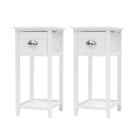 Thumbnail for 2X Bedside Table Drawer Vintage Side Table Storage Cabinet Bedroom VALERIE WHITE