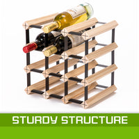 Thumbnail for Timber Wine Rack Storage Cellar Organiser 12 Bottle