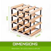Thumbnail for Timber Wine Rack Storage Cellar Organiser 12 Bottle