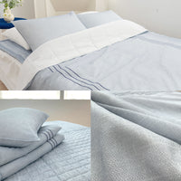 Thumbnail for Saesom Flua Snow Comforter Set Double Cool Quilt Bedspread BLUE