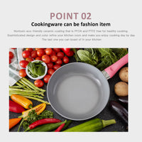 Thumbnail for Jiniart Frypan Frying Pan 24cm Non-Stick Ceramic Induction Ergonomic Round WHITE