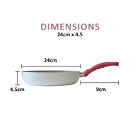 Thumbnail for Jiniart Frypan Frying Pan 24cm Non-Stick Ceramic Induction Ergonomic Round WHITE