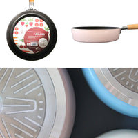 Thumbnail for Fanjini Stone Frypan Frying Pan 28cm Non-Stick IH Induction Wood Ceramic Round PINK