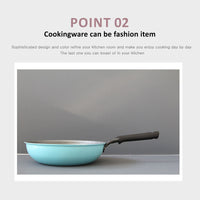 Thumbnail for Fanjini Stone Wok Wokpan 28cm Non-Stick Induction Ceramic Round PURE SKY BLUE