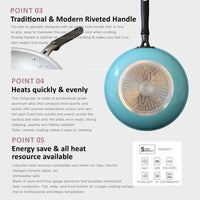 Thumbnail for Fanjini Stone Wok Wokpan 28cm Non-Stick Induction Ceramic Round PURE SKY BLUE