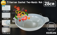 Thumbnail for KOMAN Shinewon Vinch IH Two Hands Wok 28cm Ceramic Non-stick Titanium GREY