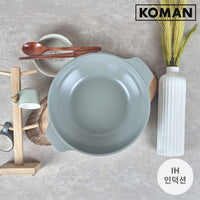 Thumbnail for KOMAN Shinewon Vinch IH Two Hands Wok + Glass Lid 28cm Ceramic Non-stick Titanium GREY