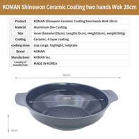 Thumbnail for KOMAN Shinewon Two Hands Wok 28cm Ceramic Non-stick Titanium + Glass Lid - BLACK