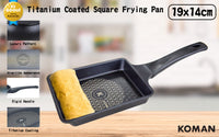 Thumbnail for KOMAN Shinewon Frypan Frying Pan 19x14cm Non-stick Titanium Coat Square BLACK