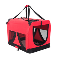 Thumbnail for Portable Soft Dog Cage Crate Carrier L RED