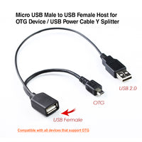 Thumbnail for Micro USB Male to USB Female Host for OTG Device / USB Power Cable Y Splitter