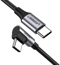 Thumbnail for UGREEN USB-C to Angled USB2.0-C Round Cable M/M Aluminum Shell Nickel Plating 1m (Gray Black) 50123
