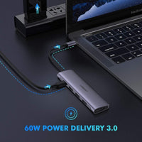 Thumbnail for UGREEN TypeC 5 in 1 Adaptor - HDMI + USB 3.0*3 + TypeC PD Power Converter (50209)