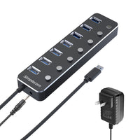 Thumbnail for Simplecom CH375PS Aluminium 7 Port USB 3.0 Hub with Individual Switches and Power Adapter
