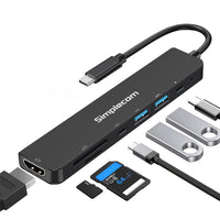 Thumbnail for Simplecom CH547 USB-C 7-in-1 Multiport Adapter USB Hub HDMI Card Reader PD