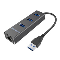 Thumbnail for Simplecom CHN410 Aluminium 3 Port USB 3.0 HUB with Gigabit Ethernet Adapter 1000Mbps Black