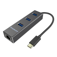Thumbnail for Simplecom CHN411 Aluminium USB Type C to 3 Port USB 3.0 Hub with Gigabit Ethernet Adapter Black