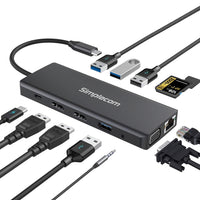 Thumbnail for Simplecom CHN612 USB-C 12-in-1 Multiport Docking Station Dual HDMI + VGA Triple Display Gigabit LAN