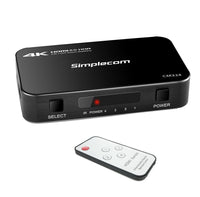 Thumbnail for Simplecom CM324 4 Way HDMI 2.0 Switch with Remote 4 In 1 Out Splitter HDCP 2.2 4K @60Hz UHD HDR