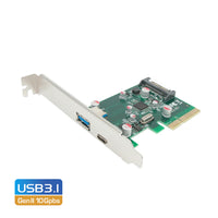 Thumbnail for Simplecom EC312 PCI-E 2.0 x4 to 2 Port SuperSpeed+ USB 3.1 Gen II 10Gpbs Type-C and Type-A Host Expansion Card