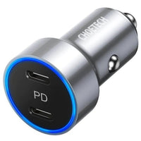 Thumbnail for CHOETECH C0054-SL Dual Port PD 40W USB-C Car Charger Adapter Silver