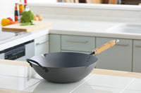 Thumbnail for Yoshikawa Cook-Pal Ren 36cm Premium Carbon Steel Heat Treated Wok with two handles