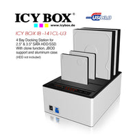 Thumbnail for ICY BOX 4 bay JBOD docking and cloning station with USB 3.0 for SATA hard disks and SSDs  (IB-141CL-U3)