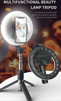 Thumbnail for TEQ Q07 Bluetooth Ring Light Selfie Stick  + Tripod stand