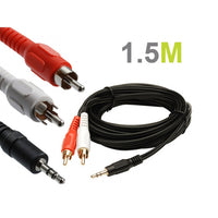 Thumbnail for Gold plated 1.5m 3.5mm Male to 2RCA 2 RCA Female Connector Audio Cable