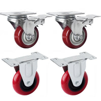 Thumbnail for 4x 4 inch Heavy Duty 2x Fixed + 2x Swivel Casters Load 520kg Lockable Castor Caster Wheels Swivel Casters with Brakes