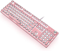 Thumbnail for Pink Gaming Mechanical Keyboard Green Switches, White Backlight, USB Wired Laptop Desktop Computer
