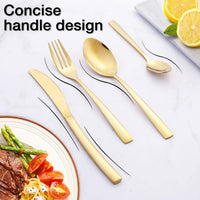 Thumbnail for 24-Piece Stainless Steel Gold Set, Knife Fork Spoon Flatware Set Cutlery Set, Mirror Finish