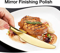 Thumbnail for 24-Piece Stainless Steel Gold Set, Knife Fork Spoon Flatware Set Cutlery Set, Mirror Finish