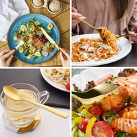 Thumbnail for 24-Piece Stainless Steel Gold Set, Knife Fork Spoon Flatware Set Cutlery Set, Mirror Finish