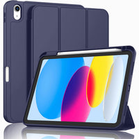Thumbnail for iPad 10th Case 10.9 Inch 2022 with Pencil Holder, Smart iPad Case with Soft TPU Auto Wake Sleep Dark Blue