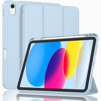 Thumbnail for iPad 10th Case 10.9 Inch 2022 with Pencil Holder, Smart iPad Case with Soft TPU Auto Wake Sleep Sky Blue