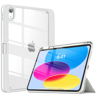 Thumbnail for iPad 10th Case 10.9 Inch 2022 with Pencil Holder, Smart iPad Clear Case with Soft TPU Auto Wake Sleep Grey