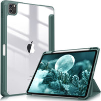 Thumbnail for iPad Pro 11 Inch 2020-2022 Soft Tpu Smart Premium Case Auto Sleep Wake Stand Clear Cover Pencil holder Dark Green