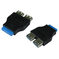 Thumbnail for 20 Pin Motherboard Port Header USB 3.0 Female to 2 x USB 3.0 female Adapter