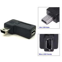 Thumbnail for 90 degree angled MINI USB male to MICRO USB female Data connector Adapter