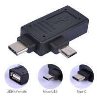 Thumbnail for 2in1 OTG Adapter Type C Micro USB Port male to USB Female