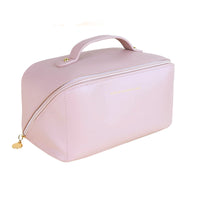 Thumbnail for Large Travel Cosmetic Bag Portable Make up Makeup Bag Waterproof PU Leather Storage Pink