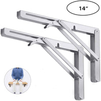 Thumbnail for 2PCS 14inch Steel Wall Mounted Folding Triangle Angle Shelf Support Bracket Rack
