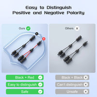 Thumbnail for 1 Pair Solar Connector Y Branch Parallel Adapter Cable Solar Panel Connectors Wire Plug Solar Panel