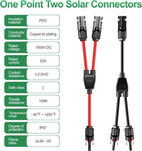 Thumbnail for 1 Pair Solar Connector Y Branch Parallel Adapter Cable Solar Panel Connectors Wire Plug Solar Panel